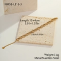 Gold plated stainless steel bracelet featuring zircon heart links and adjustable chain - Gold Heart Link Pave Style (NMSB-L316-3)