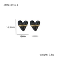 Französische Vintage Herzohrringe in Schwarz und Gold mit Maßen von 16mm für Damen - Herz mit Goldkette (NMSE-D116-3)