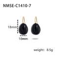 Minimalistische schwarze Tropfenohrringe in Goldoptik mit 18mm Höhenmaßanzeige - Glatter Wassertropfen-Haken (NMSE-C1410-7)