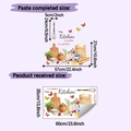 Detail showing kitchen wall decal layout with watercolor utensils and product dimensions - 35*60cm/HY-G035
