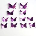 Set di 12 adesivi da parete a farfalla specchiati viola con finitura metallica lucida - Viola Specchio