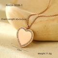 Roségouden hartvormige hanger met strassteentjes en 55cm verstelbare ketting - Hartstijl(NMSN-B228-1)