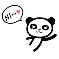 Removable 2D cartoon panda wall sticker with greeting bubble and red heart design - Smiling Waving Panda Style (FX005)