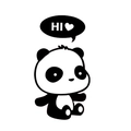 Removable cartoon panda wall sticker with Hi heart speech bubble for home decoration - Cute Sitting Panda Style (FX007)