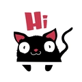 Cute black cat removable wall sticker with Hi text for room or laptop decoration - Big Eyed Black Cat Style (FX008)