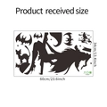 Layout detail of Halloween bat, witch, and black cat wall stickers with precise dimensions - 34*60cm Layout
