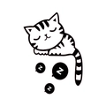 Removable black and white sleepy cat wall sticker with sleeping zzz symbols - Sleeping Cat Style (FX001)