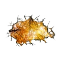 Adesivo murale 3D effetto muro rotto con paesaggio forestale autunnale e bordi incrinati - Foresta di Tardo Autunno (FX64014)