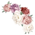 Dettaglio degli adesivi murali peonia ad acquerello con trame floreali rosa e bordeaux - Layout 40*60cm