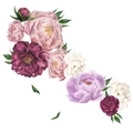 Detailliertes Aquarell Pfingstrosen Wandtattoo Set mit lebhaften Blüten und Blättern - 40*60cm Layout