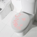Pink floral and butterfly toilet lid decal with elegant flower vine design - Pink