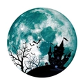 Glow-in-the-dark Halloween wall sticker featuring moon, bat, and castle silhouette - 30*30cm / Green