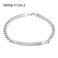 Sleek silver stainless steel Cuban chain bracelet with a polished rectangular ID tag - Silver Rectangle ID Plate Style (NMSB-F154-2) / Silver