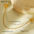 Spilla da colletto a fiore dorato con catene a doppio strato di perle e maglie d'oro - Spilla da Colletto con Fiore (NMSC-R157-1) / Oro 18K