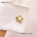 Gemelli a fiore dorato con perla e cristalli per camicie con polsino francese - Stile Fiore Perla (NMSC-R1310-1)