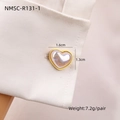 Gemelli a cuore dorato con inserto in perla per camicia francese da 1,6cm x 1,3cm - Stile Cuore Perla (NMSC-R131-1)