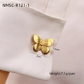 Eleganti gemelli a farfalla in acciaio inossidabile placcato oro 18K per camicie - Fiocco (NMSC-R121-1) / Oro 18K / Oro