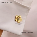 Gemelli dorati a forma di fiore placcati in oro 18 carati con cristallo su camicia - Fiore di Prugno (NMSC-R138-1) / Oro 18K / Oro