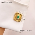 Vintage gold-plated shirt cufflinks with oval turquoise inlay and twisted rope edge detail - Malay Jade (NMSC-R136-1)