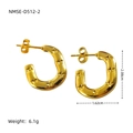 Orecchini a cerchio a U in acciaio inossidabile dorato con motivo a stelle - Stile Inciso con Stelle (NMSE-D512-2)