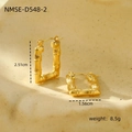 Orecchini a cerchio quadrati dorati con trama a bambù in acciaio inossidabile di lusso - Stile Texture a Bambù (NMSE-D548-2)