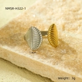 Anello aperto a conchiglia bicolore in oro 18 carats e argento, altezza 1,4 cm - Conchiglia Bicolore (NMSR-H322-1)