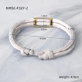 Detail view of woven paracord bracelet with gold magnetic clasp and dimensions shown - White
