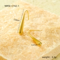 Détail de boucles d'oreilles goutte d'or polies de 2,84 cm avec finition miroir - Boucles d'Oreilles Larme Polie Dorée (NMSE-C742-1)