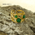 Detalle del diámetro interior de 1,7 cm y altura de 1,27 cm del anillo de piedra de oro - Piedra Natural Verde (NMSR-H341-5) / Verde