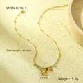 Detail of 18k gold ocean necklace with starfish, conch pendant and turquoise beads - Blue Beaded Necklace