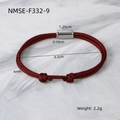 Adjustable burgundy hand-woven rope bracelet with silver magnetic steel clasp - 18K Gold / Dark Red