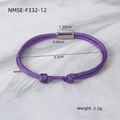 Adjustable purple braided titanium steel rope bracelet with silver magnetic metal clasp - 18K Gold / Purple