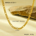 Classic 18K gold plated Figaro chain necklace with 0.74cm width and adjustable length - 18K Gold / Gold (NMSN-A159-1)
