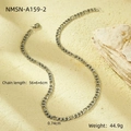 Classic silver Figaro chain necklace in 18K gold plating with lobster clasp closure - 18K Gold / Steel (NMSN-A159-2)