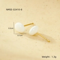 Macro shot showing white enamel bean earrings with 18K gold plating and product dimensions - White