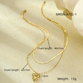 Detalles del collar de doble capa dorado con colgante de corazón, perla y medidas de cadena - Estilo de Corazón con Perlas de Doble Capa Dorado (NMSN-A732-1)