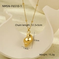 Detail of gold conch pendant necklace showing dimensions and polished stainless steel finish - Gold Conch Style (NMSN-F6510-1)