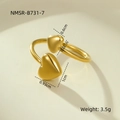 Vue détaillée bague cœur double dorée avec mesures de taille et poids précises - Style Double Cœur Doré (NMSR-B731-7)
