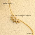 Detail view of gold stainless steel necklace with marquise-cut zircon petal pendant - 18K Gold / Transparent Marquise Pendant (NMSN-E611-3)