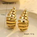 Detalle de los pendientes de gota chapados en oro de 18K con dimensiones y peso precisos - Pendientes de Aro en Espiral Cónica 3D (NMSE-G637-1) / Chapado en oro 18K