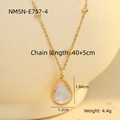 Detail showing 18K gold plated stainless steel necklace with dimensions and weight info - Teardrop Style (NMSN-E757-4)