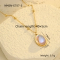 Macro detail of 18K gold plated oval moonstone pendant with dimensions and weight data - Oval Style (NMSN-E757-3)