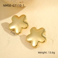 Détails des boucles d'oreilles fleurs polies avec un diamètre de 3,1 cm - Or 18 carats / Style Fleur (NMSE-G7110-1)