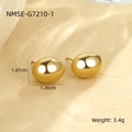 Vue détaillée de boucles d'oreilles papillon dorées polies avec dimensions et poids - Or 18 carats / Forme Lentille (NMSE-G7210-1)