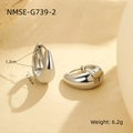 Macro shot showing dimensions and weight of silver teardrop stainless steel earrings - Medium Waterdrop Style (NMSE-G739-2) / Silver