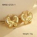 Détail de boucles d'oreilles papillon dorées de 15g avec largeur 3,5cm et hauteur 3,2cm - Or 18 carats / Forme Papillon (NMSE-G725-1)