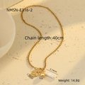 Detailansicht der Goldkette mit Herzanhänger, Kugel und Maßangaben in der Beschreibung - Gold Herzperlenkette (NMSN-E316-2)