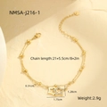 Detailansicht der goldenen zweilagigen Fußkette mit Sternanhängern und Karabinerverschluss - Doppellagiges Pentagramm-Fußkettchen (NMSA-J216-1)