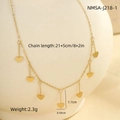 Detailansicht der goldene mehrlagige Herz-Fußkette mit 21+5cm Größe und Gewichtsangaben - Mehrlagiges Herz-Fußkettchen (NMSA-J218-1)