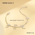 Detail view of silver floral bracelet with cubic zirconia charms and adjustable chain link - 18K Gold / Steel Color Three Flowers Bracelet (NMSB-G222-2)